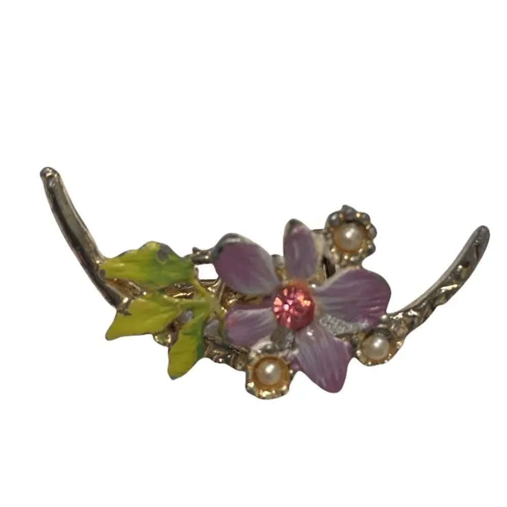 Vintage Multi Color Flower Rhinestone Earrings And Brooch - Picture 10 of 16